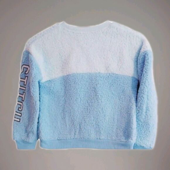 NWT Disney Stitch Blue Sherpa Pullover Top Girls 6-6X - Picture 2 of 5